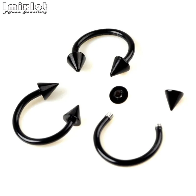 20pcs/lot Stainless Steel Nose Ring Piercing Horseshoe Spike Septum Piercing Eyebrow Tragus Helix Pircing Lip Piercing Nariz