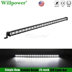 Auto 25inch 120W Single Row LED Work Light Bar Off Road Car Lights Slim Lightbar 4x4 Truck SUV UTV Spot Flood Combo LED Bar
