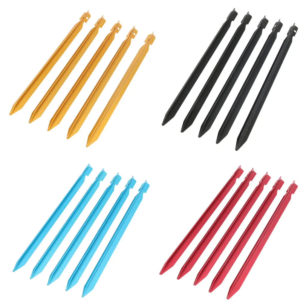 5pcs 23cm Aluminum Camping Tent Stakes Pegs Triangle Ground Nails Outdoor Hiking Beach Garden Park Travel Beach TarpTent Wind