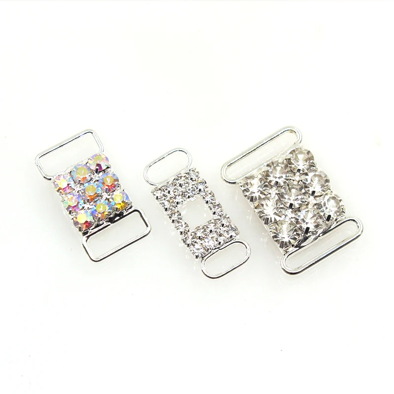 10pcs/lot 10 Style Rhinestone Buckles for Ribbon Craft Sewing Metal Brass Diamond Crystal Button for Wedding Decorative