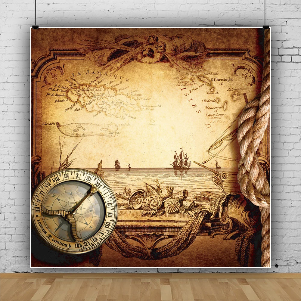 Laeacco Old Vintage World Ship Maps Navigation Home Party Decor Pattern Photographic Background Photo Backdrop For Photo Studio