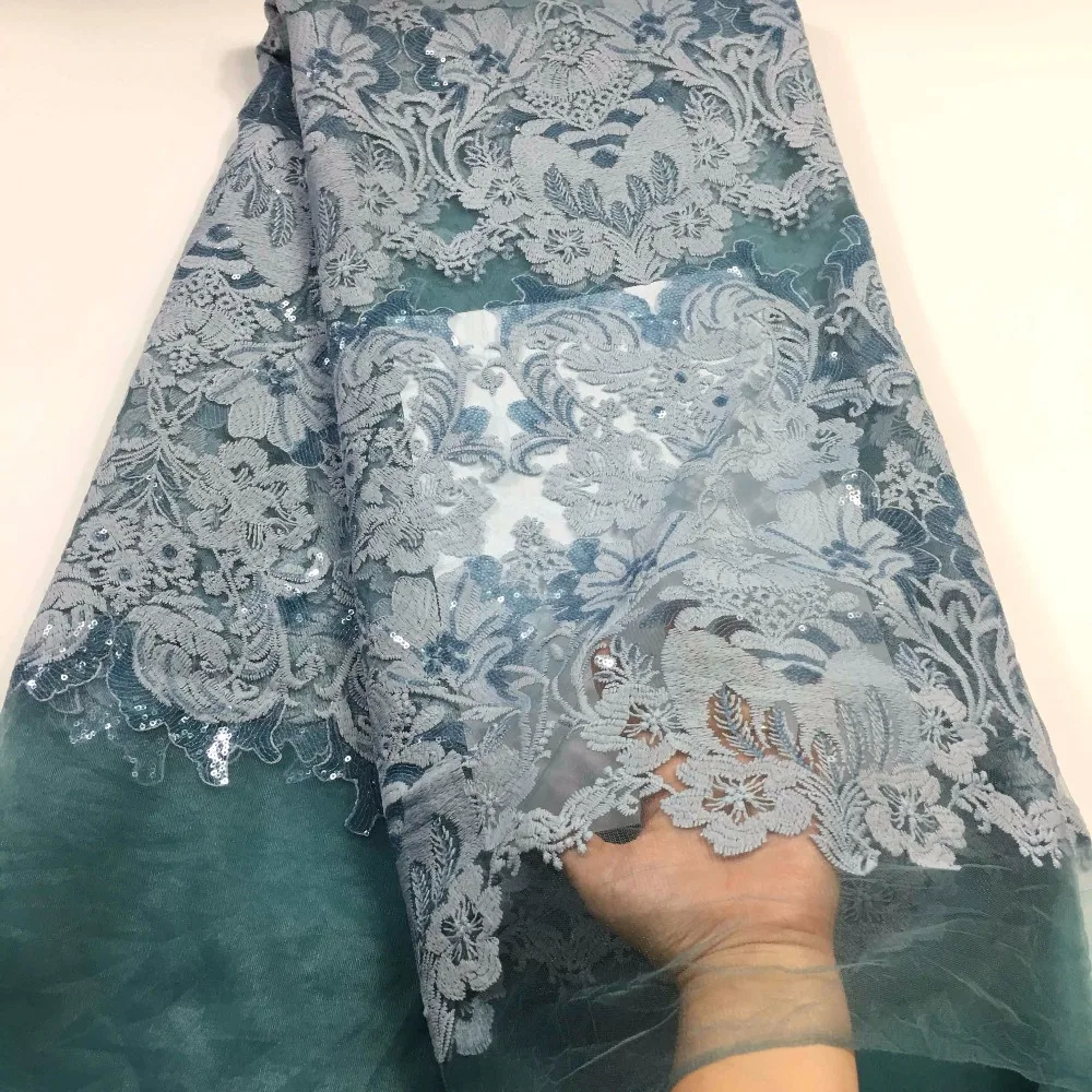 

Blue French Lace High Quality African Tulle Lace Fabric 2021 Sequins Fabric For Nigerian Party Dress African Lace CD21102