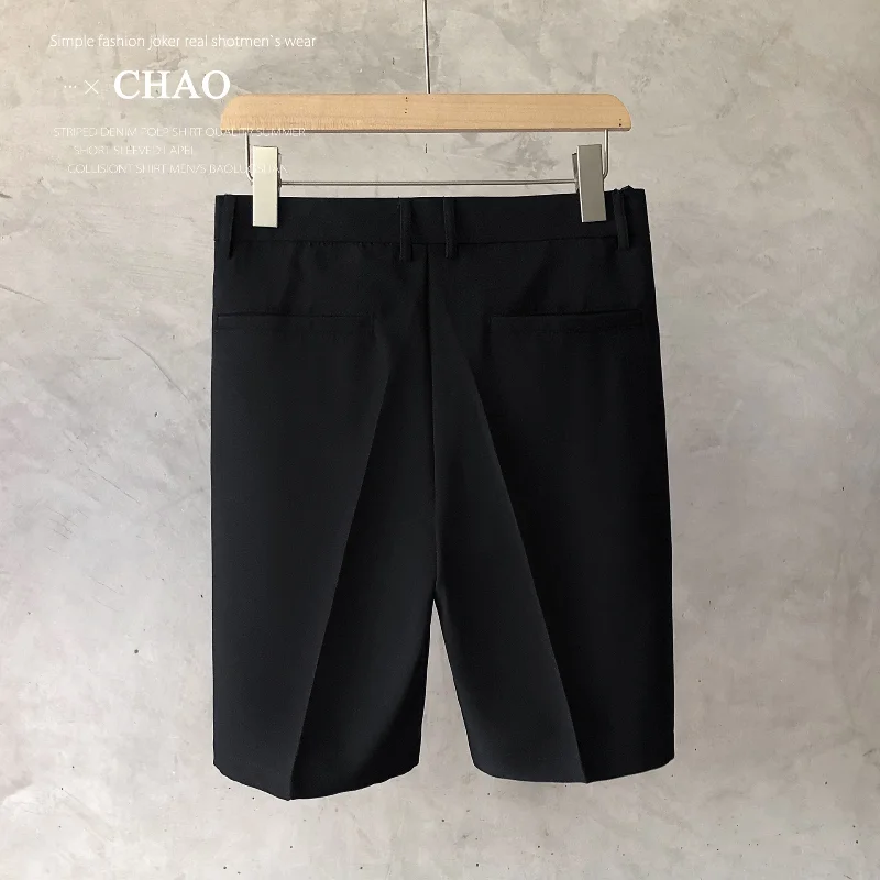 Summer Loose Male Shorts 2023 Korean Solid Shorts Men Fashion Business Office Mid-rise Button Straight Casual Five Points Pants