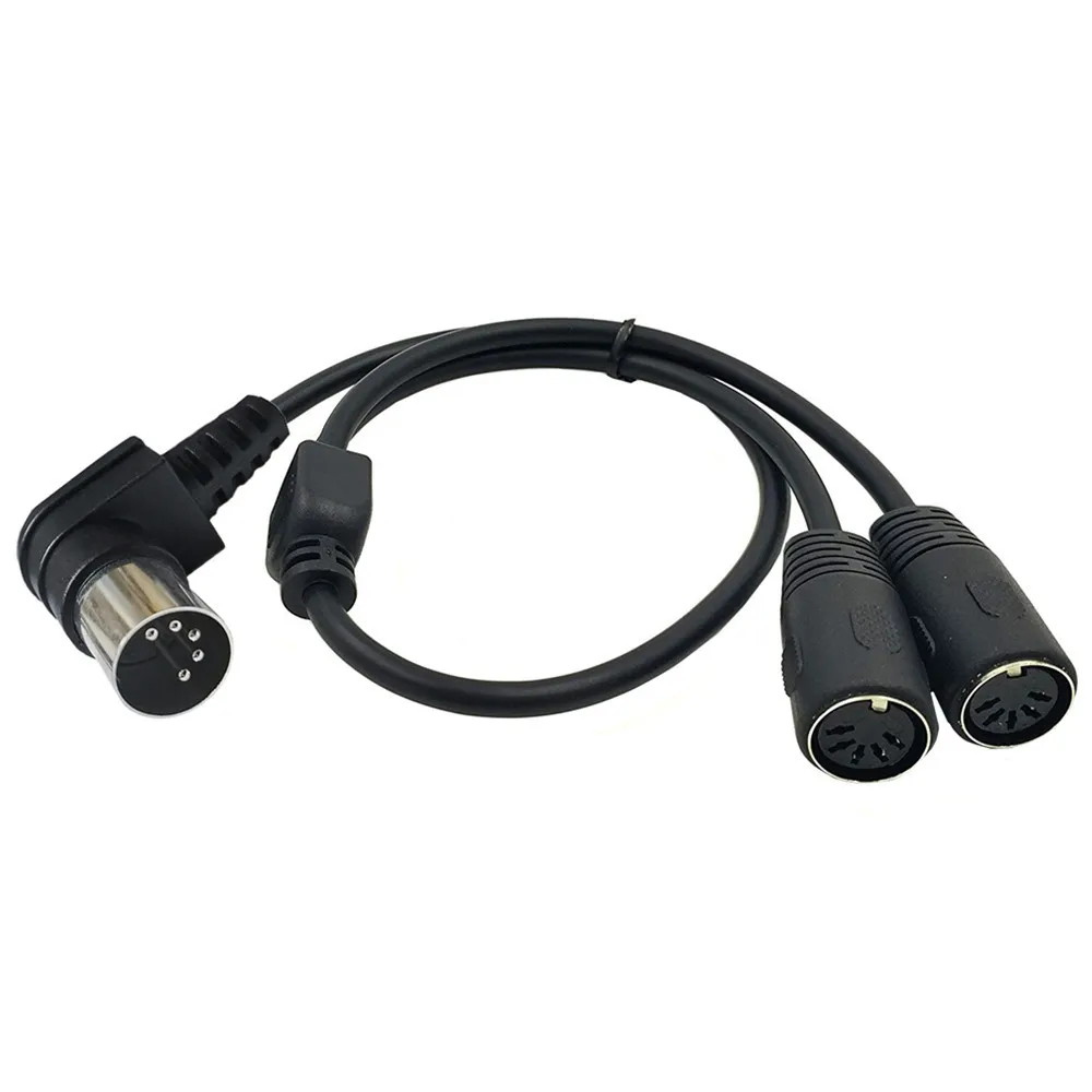 90 Angle 5 PIN MIDI DIN 1 Male Plug to 2x Female Socket Y Splitter Adapter Cable 50cm Converter 5 pin extension cable 0.5M