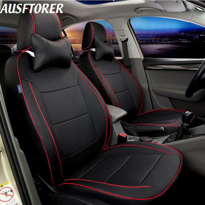 

AUSFTORER Cowhide & PVC Leather Automotive Seat Covers for Renault Megane CC 2 3 4 Accessories Seats Cushions Set Car Protectors