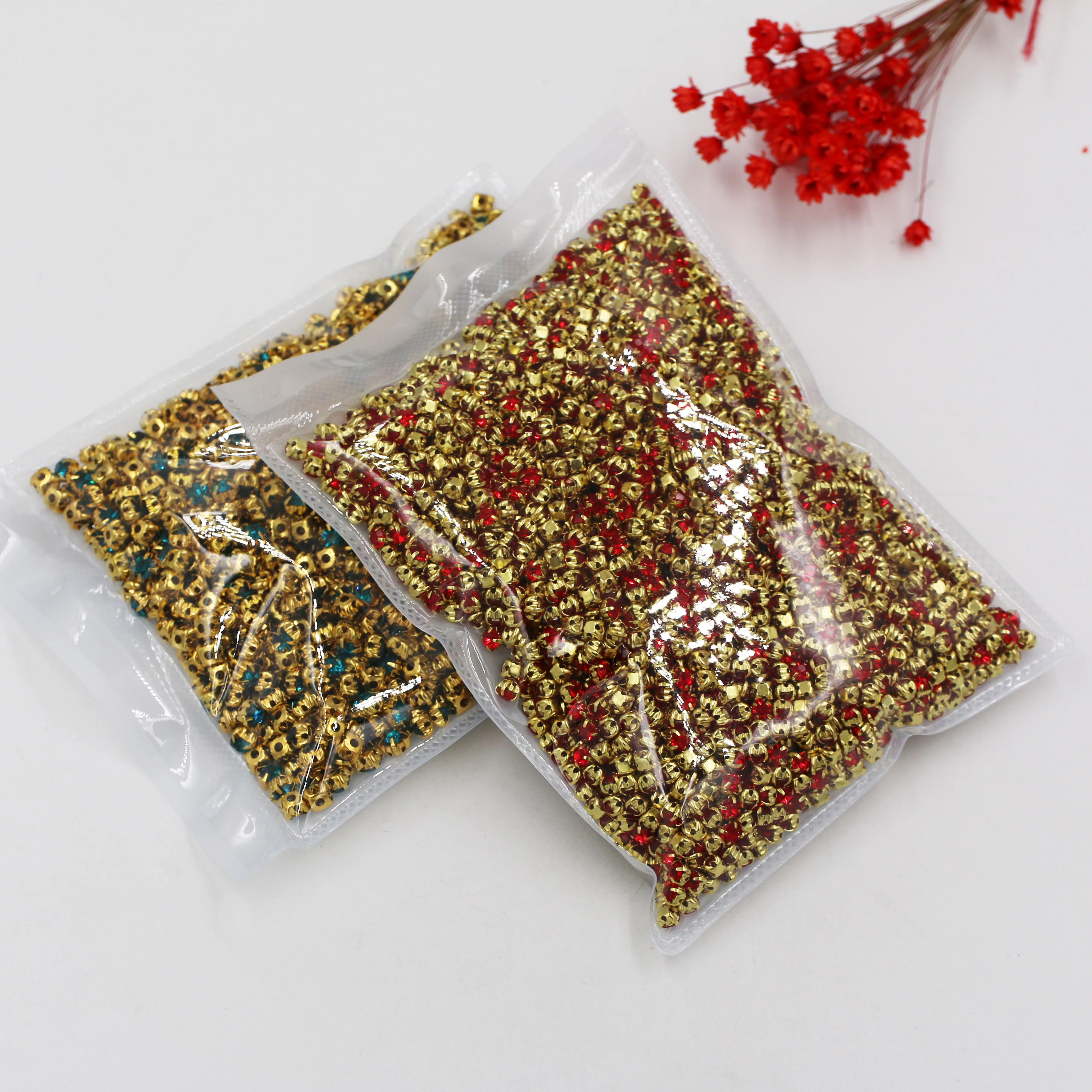 Factory gold claw crystal glass sew on rhinestones for diy/garment decoration