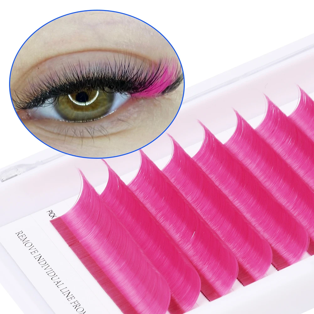 Colored Lashes Extension Pink Easy Fan Russian Volume Fan False Eyelash Faux Mink Blooming Lashes Makeup Supplies