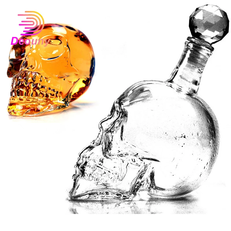 

DEOUNY Skull Glass Whisky Wine Decanter Vodka Crystal Bottle Spirit Glass Transparent Drinking Glass Bar Home Dispenser Hot Sale