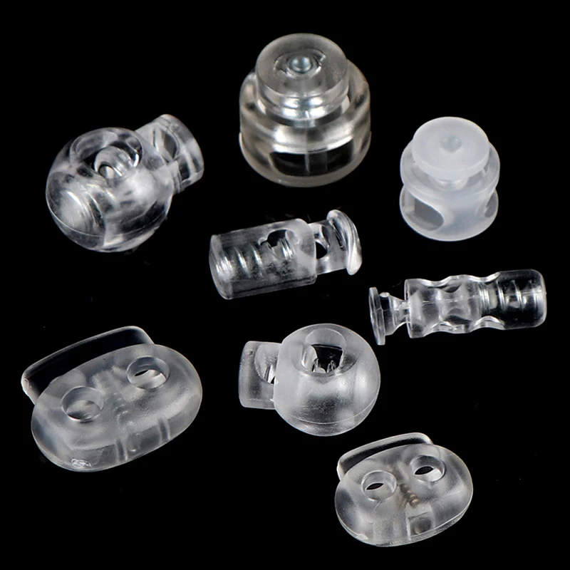 10pcs Transparent Cord Lock Plastic Stopper Cord Ends Toggles Clip Buckle Frost Shoelace Sportswear DIY Bag Shoes Accessories