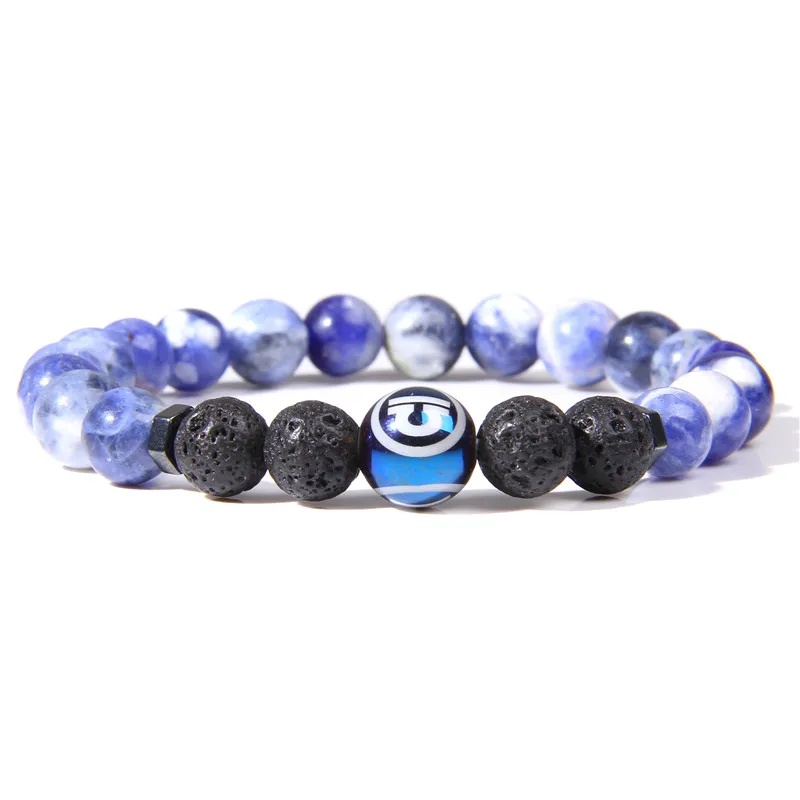 Women Men Natural sodalite Twelve constellation stone beads bracelet blue Sagittarius beads charm bracelet jewelry for male gift