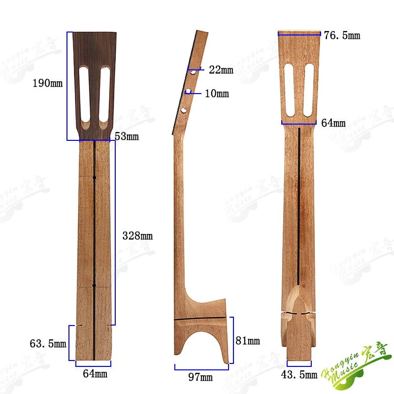 DIY African mahogany and ebony classical guitar neck can be designed with Spanish neck handle material