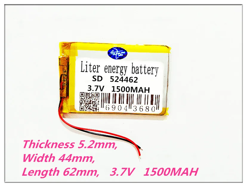 524462 3.7V 1500MAH Lithium Polymer Li-Po li ion Rechargeable Battery cells For Mp3 MP4 MP5 GPS mobile bluetooth