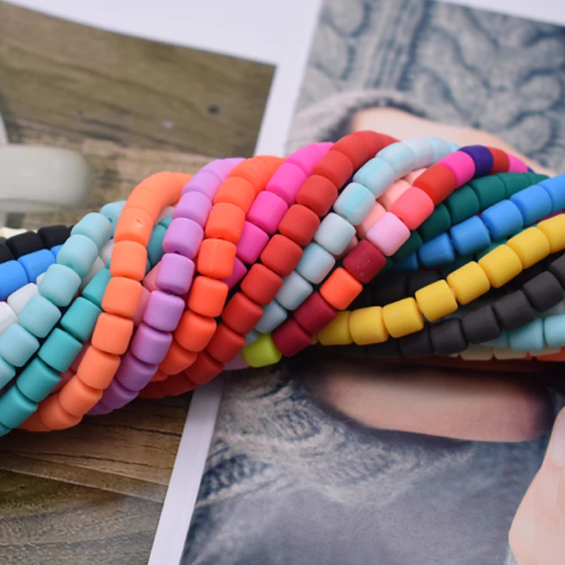 New 6mm 60pcs/lot Color Barrel Polymer Clay Beads Tube Spacer Beads For Jewelry Making DIY Handmade Bracelet Accessory