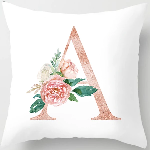 Baby Room Decoration Letter Pillow Case English Alphabet Polyester Cushion Cover for Sofa Home Decor Flower Cushion Case