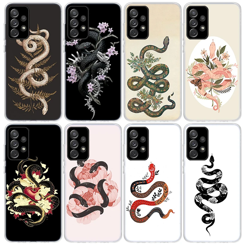 Animal The Snake and Fern Phone Case For Samsung Galaxy A15 A14 A13 A12 A55 A54 A53 A52 A35 A34 A33 A32 A25 A24 A23 A22 A04S A03