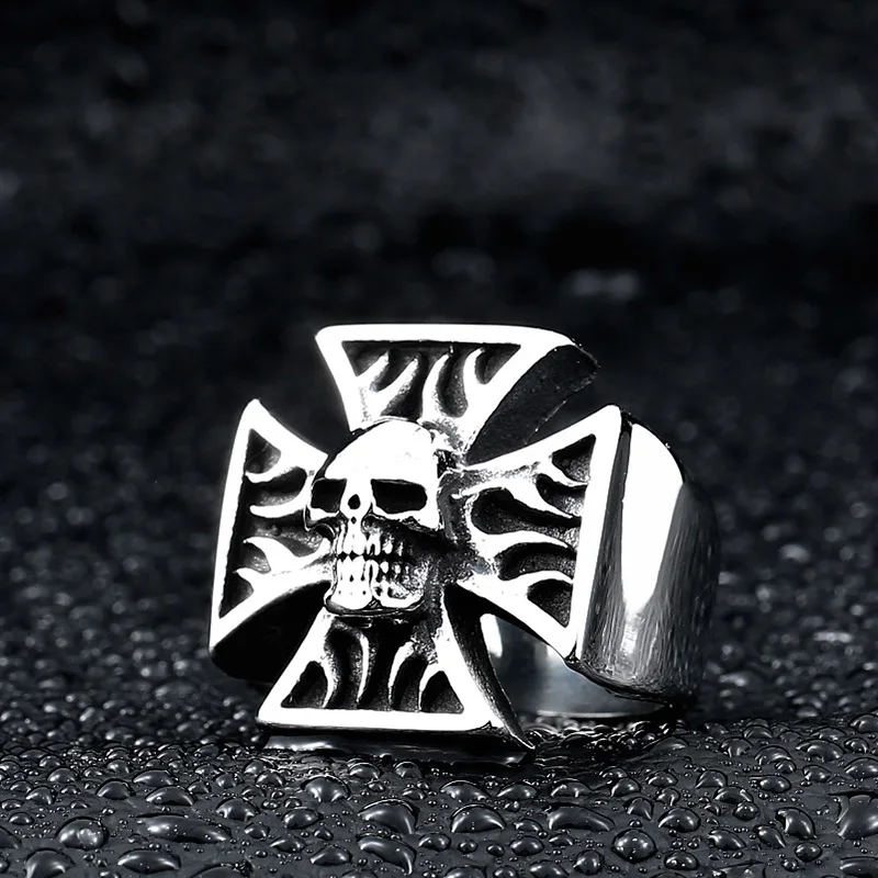 BEIER 2018 Man Punk Cool For Stainless Steel Iron Cross Style Rings Men Fashion Jewellery Unique Gift BR8-205 US Size