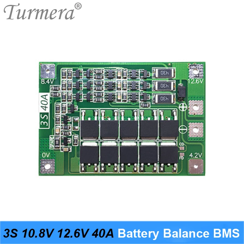 Turmera 2S 3S 4S 5S 6S 10S 15A 20A 40A tablica ochronna BMS ze zrównoważonym dla 8.4V 12V 14.4V 18V 25V 36V śrubokręt użycie baterii