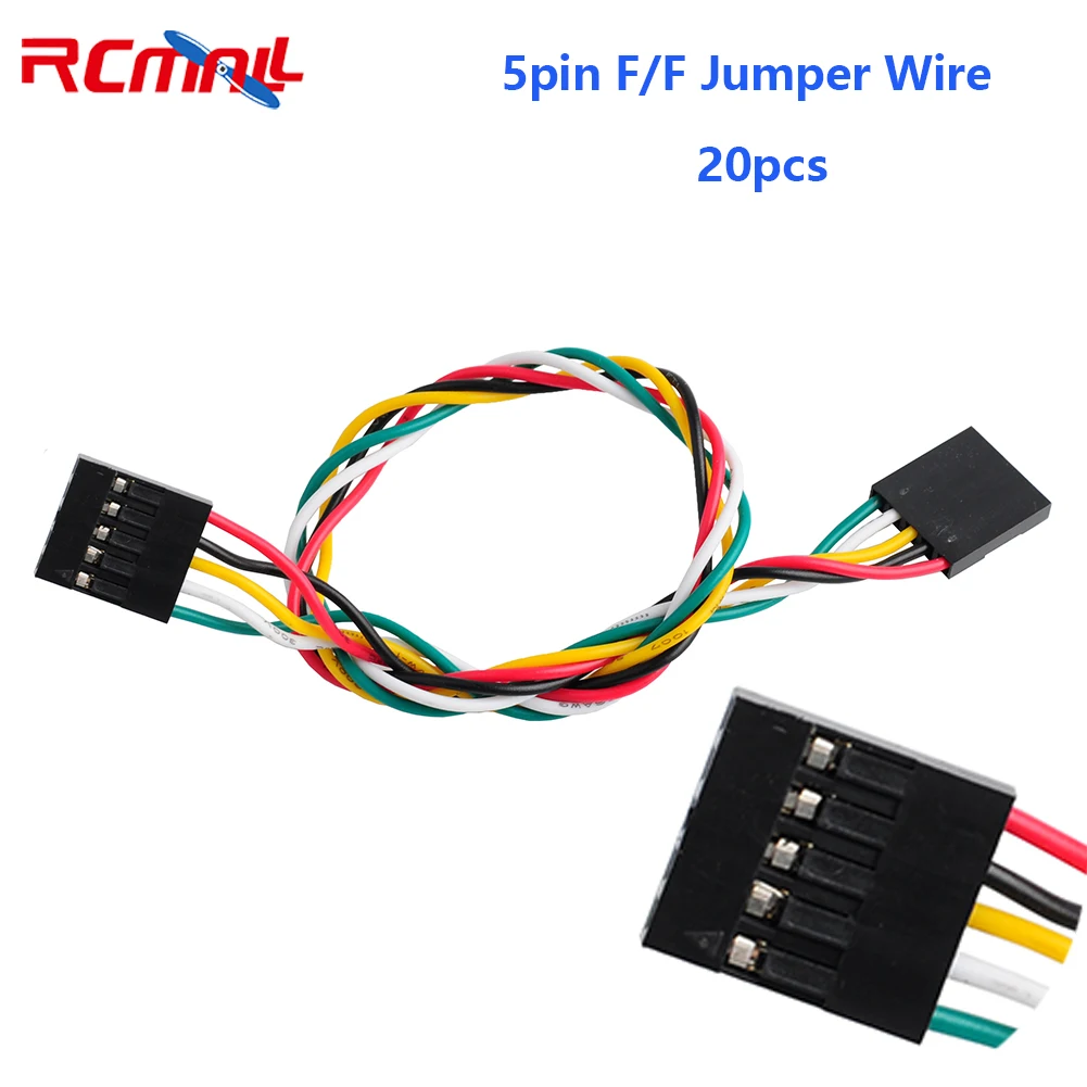 RCmall 20Pcs 5pin F/F Jumper Wire 200mm Female to Female Dupont Cable for Arduino