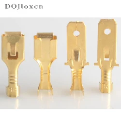 50/100/200/500 Pcs 6.3mm Crimp Golden Terminal DJ621-B6.3B DJ611-6.3B Spade Connector Crimping Terminals