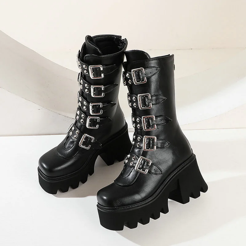 Gótica para mujer zapatos de plataforma, botas militares de combate, gótico estilo, Punk oscuro, Lolita, zapatos Mary Jane de mídia