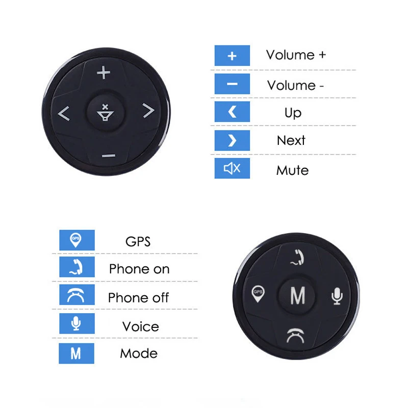 Control de volante de coche bluetooth inalámbrico, 10 teclas, android, Universal, DVD, GPS, Multimedia, Radio, botones de Control remoto