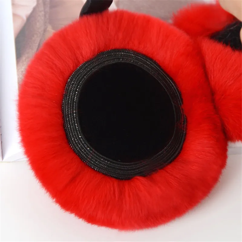 100% Natural Rex Rabbit Fur Earmuffs Female Autumn And Winter Warm Earmuffs Real Fur Fashion Love Earmuffs Gifts For Girls