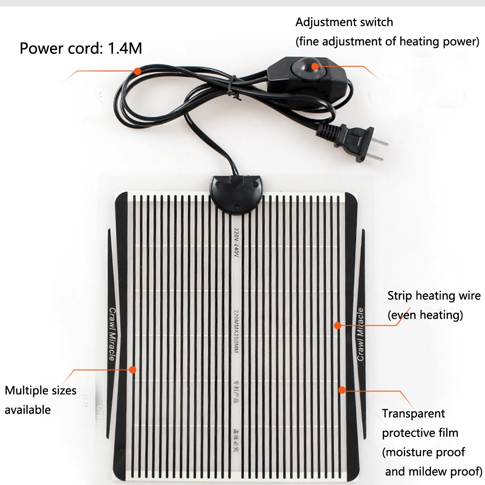 테라리움 파충류 열 매트, EU/UK 플러그, 등산 애완 동물 난방 따뜻한 패드, 조절 가능한 온도 조절기 매트 용품