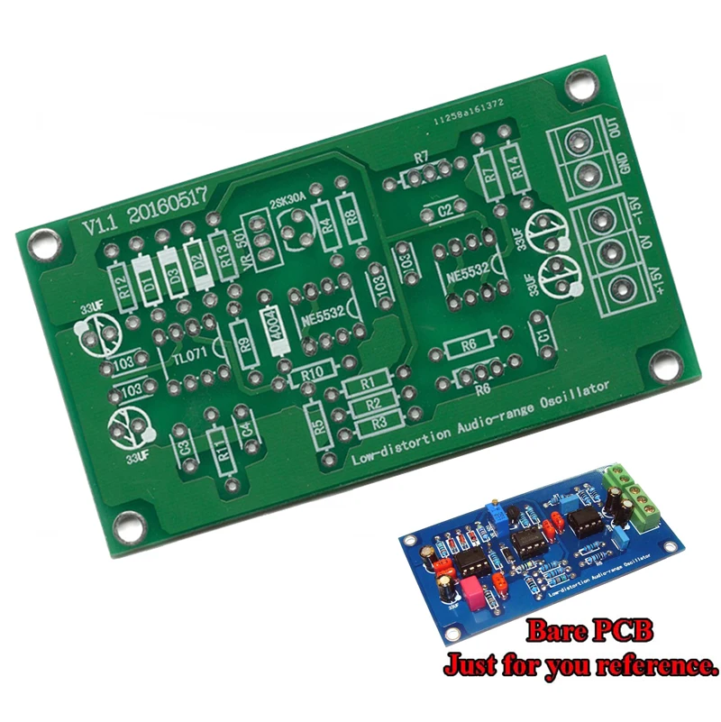 1KHz Sine Wave Signal Generator Bare PCB Low Distortion Audio Range Oscillator