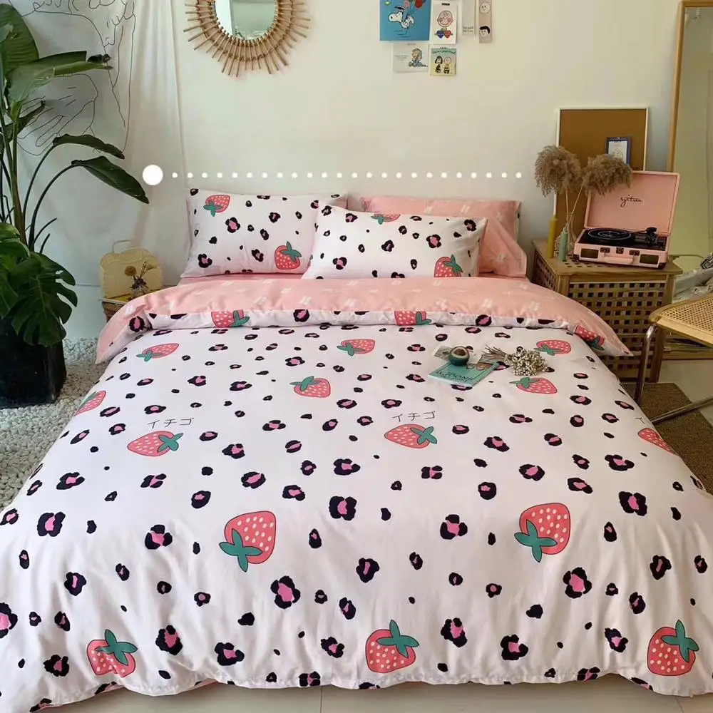 3Pcs Baby Leopard Bedding Set Cotton Crib Bed Linen Kit Cartoon Animal Includes Pillowcase Bed Sheet Duvet Cover Without Filler