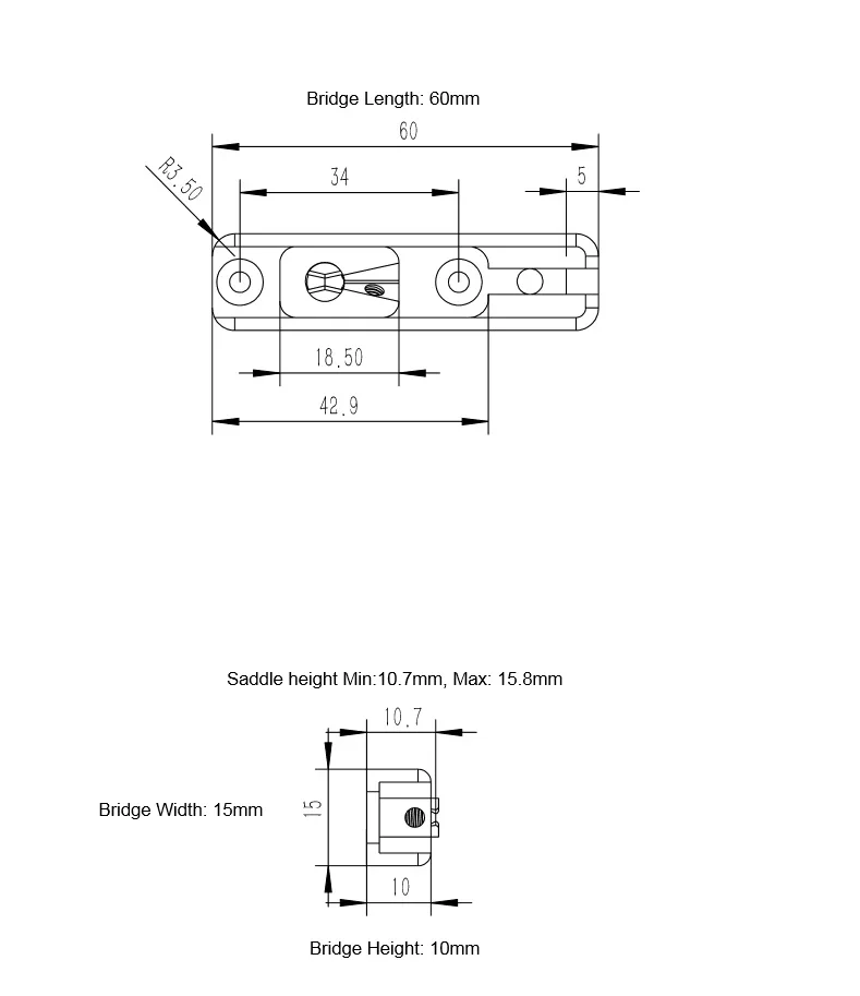 One Pc single Brass bridge for bass guitar