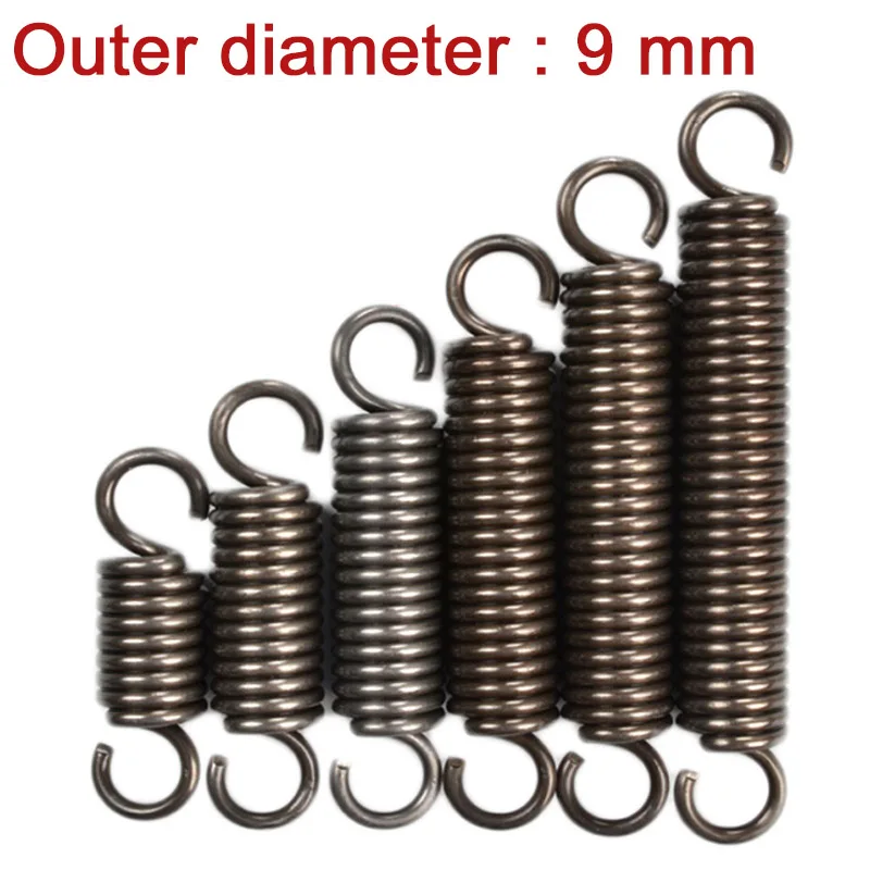 1Pcs Extension Tension Spring Springs Steel Hook Expansion Spring Wire Dia 1.0mm Outer Dia 9mm Length 30mm - 300mm Various Sizes