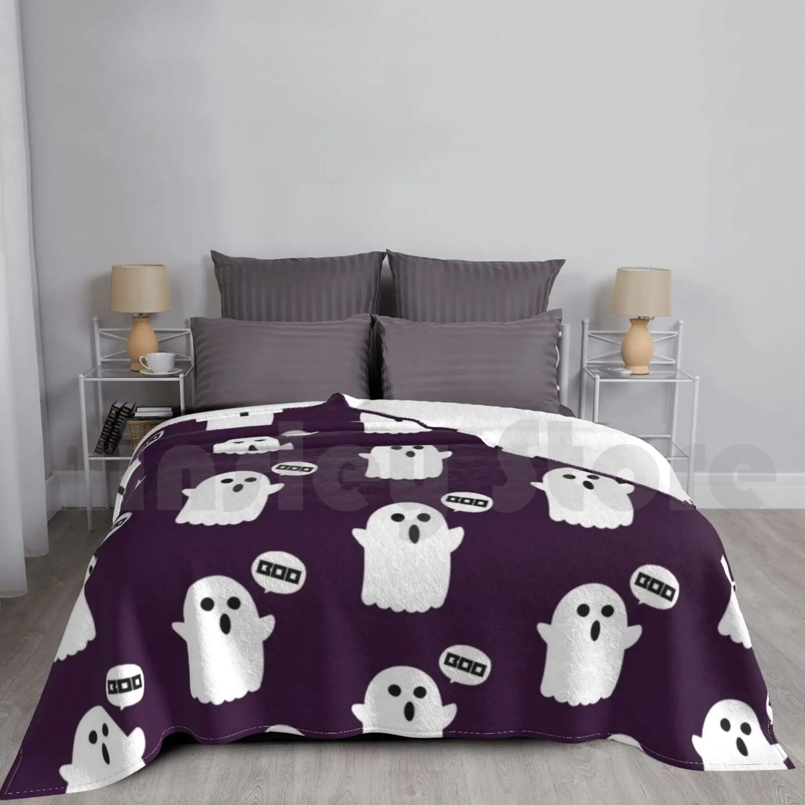 Boo! Blanket For Sofa Bed Travel Ghost Boo Halloween Ghoul