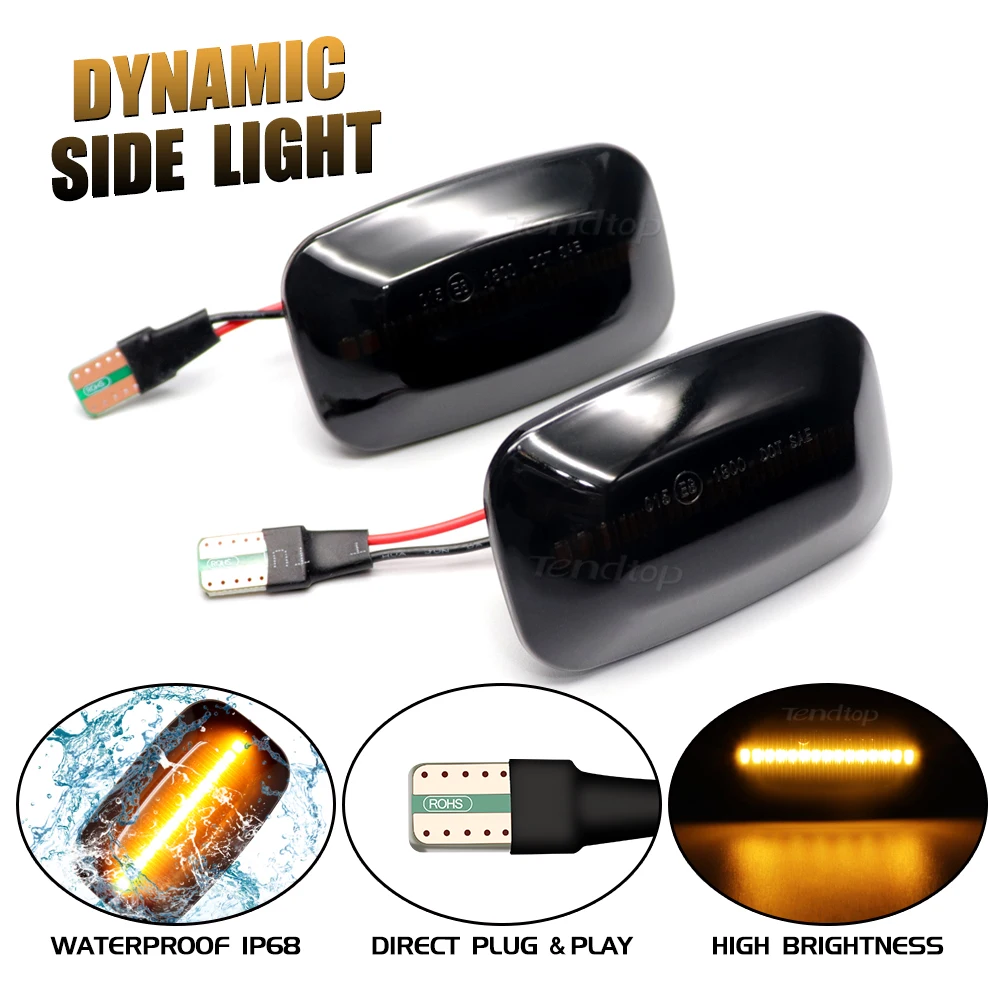 Scroll Dynamic LED Flashing Light Turn Signal Repeater Fender Side Marker Light For Toyota Land Cruiser  70 80 100 Series
