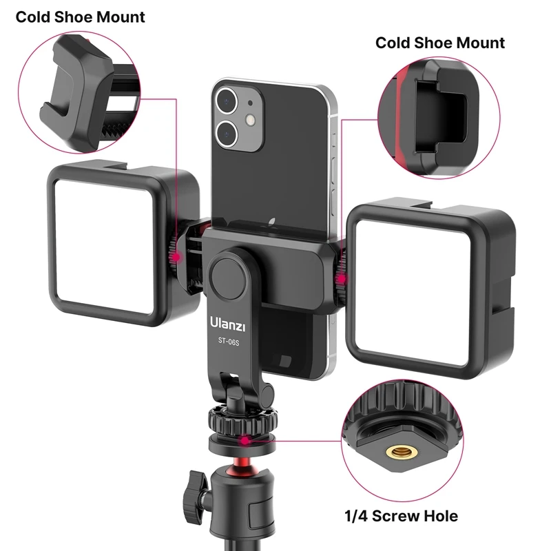 Ulanzi ST-06S Vertical Phone Mount Holder Tripod With Cold Shoe For Mic Light Phone Clip For iPhone 12 Vlog Holder Smartphone