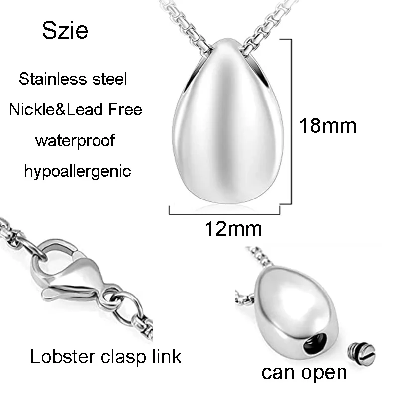 Dropshipping Stainless Steel Little Teardrop Cremation Necklace for Ashes Keepsake Jewelry Memorial Urn Pendant Necklace