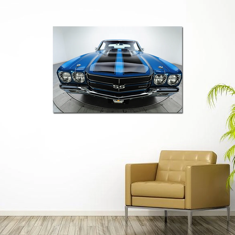 Chevelle SS Classic Super Car Poster Print for Home Decor Wall Art Picture For Living Room Decor Canvas Cloth Fabric Painting