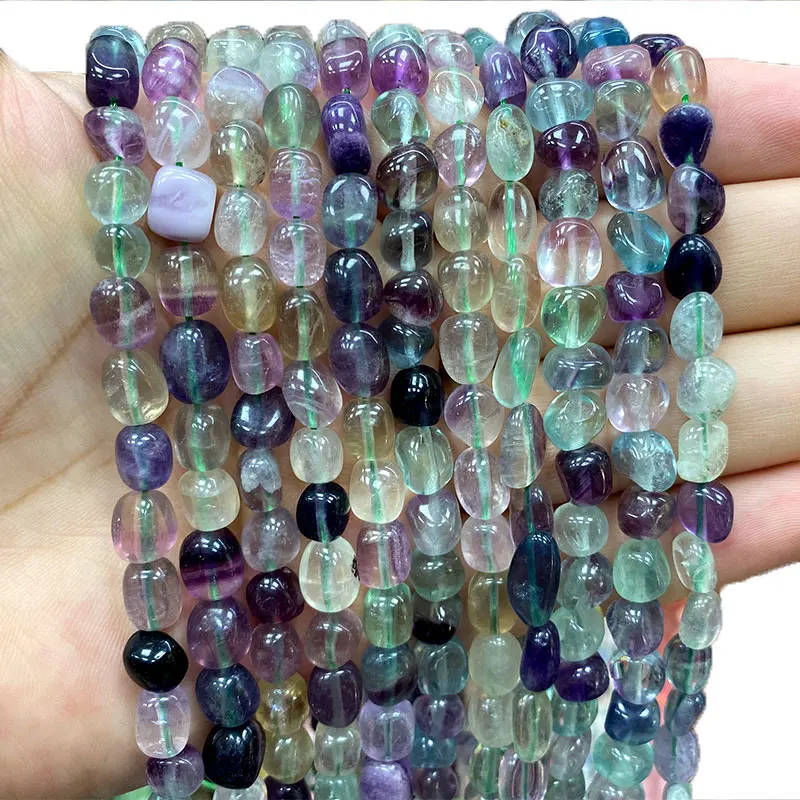 

YWROLE 100% Natural Stone Fluorite Irregular Spacer Beads For Jewelry Making DIY Bracelet Necklace Charms 8-10MM 15''