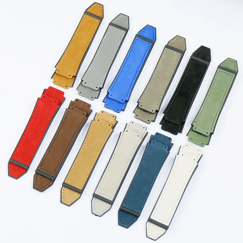 Watch Accessories Scrub Leather Strap Men Applicable to for HUBLOT Hublot explosion Waterproof strap Multicolor 19*25