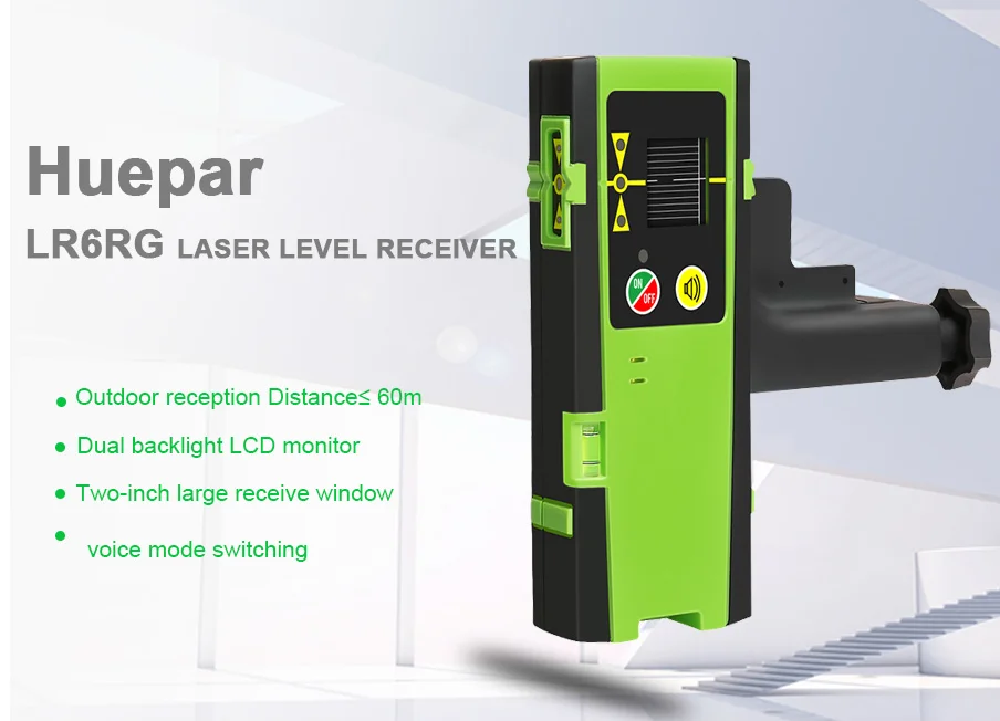 Huepar ricevitore Laser LCD digitale modalità esterna rilevatore Laser pulsazione rileva raggio rosso e verde linea trasversale livello Laser con