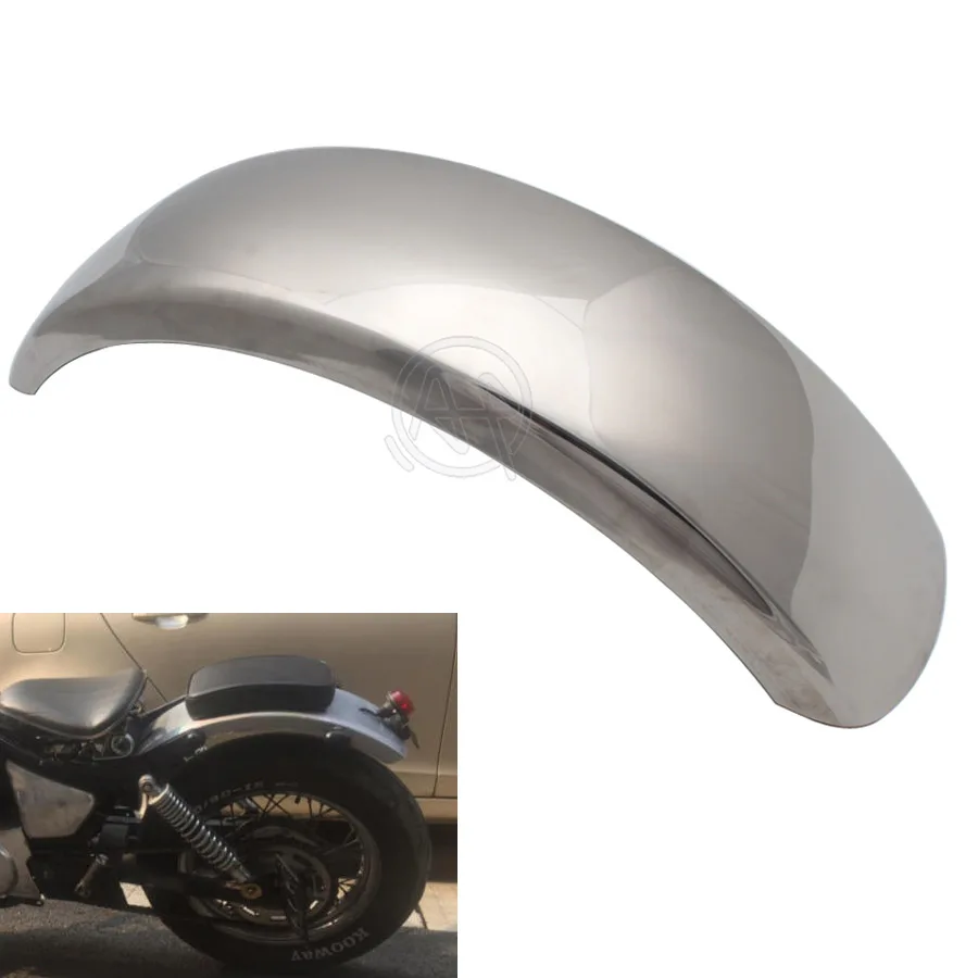 15.6cm Chrome Steel Flat Motorcycle Rear Fender Flares Trailer Motorbike Mud Flap Splash Guard for Harley Bobber Chopper VTX XVS 