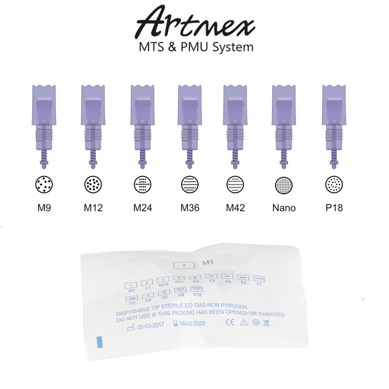 100pcs Artmex V3 V6 V8 V9 V11 A3 Needle MTS Semi permanent makeup tattoo machine needle tip M9 M12 M36 M42 P18 N