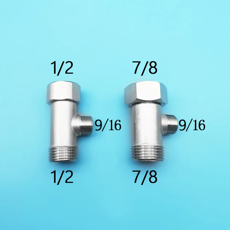 Wasourlf Toilet Adapter Tee Shape Male Female Thread 1/2 7/8 9/16 Inch Brass Material