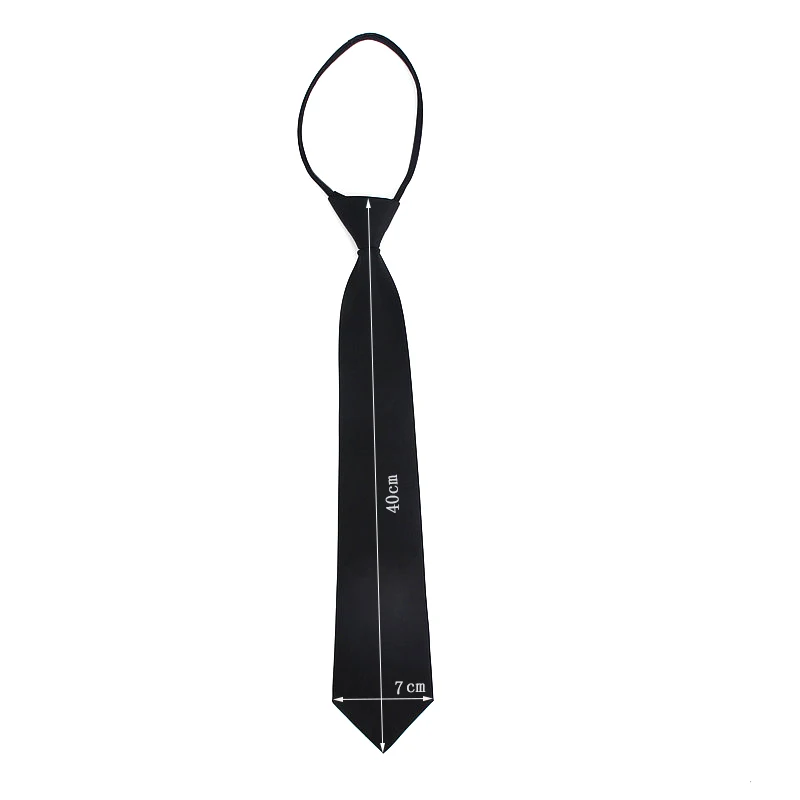 Men Zipper Tie Easy To Pull Lazy Necktie 7cm Classic Solid Neckwear Cravat choker Ladies Dress Meeting Women Wedding Black