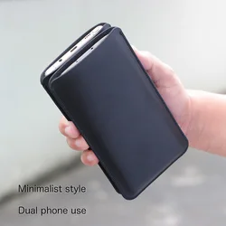 Extremely simple Double phone Straight leather case Pouch For mobile phone 4 size retro pouch MR038