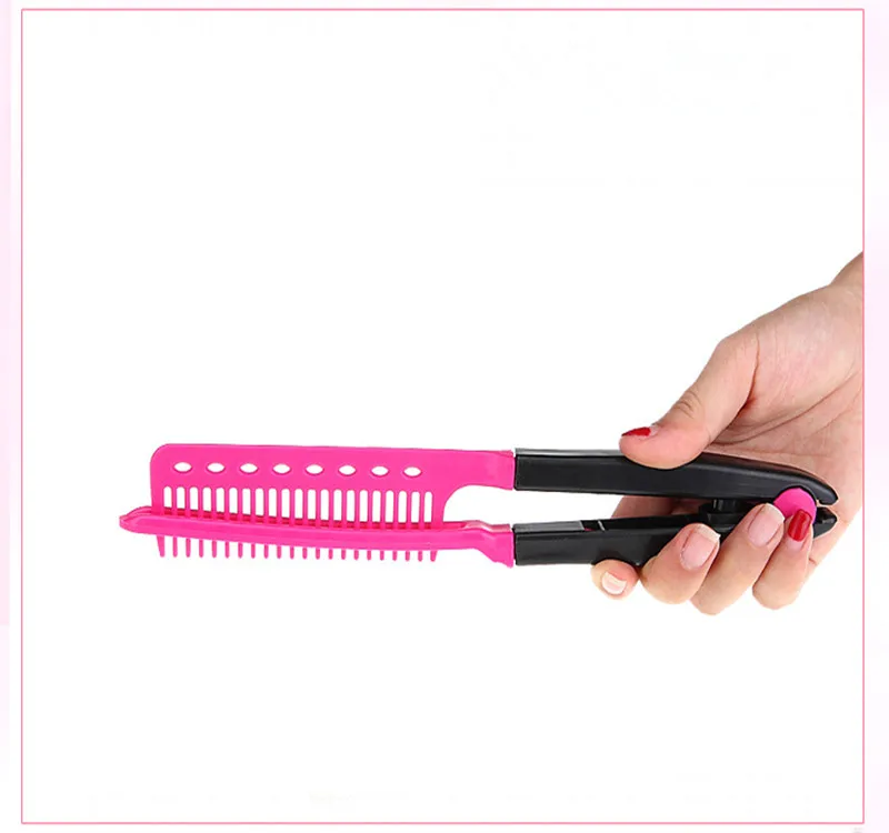 1PC Magic Handle Women V type Hair Straightener Comb Folding Hair Sort Out Modeling Salon Hairdresser Combs Styling Tool T0658