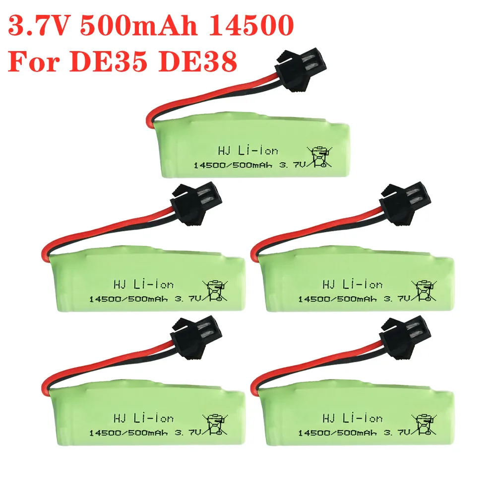 3.7V 500mah 1S 14500 Rechargeable Lipo Battery for DE35 DE38 Double-sided RC Tumbling Stunt Remote Control Car Spare Parts