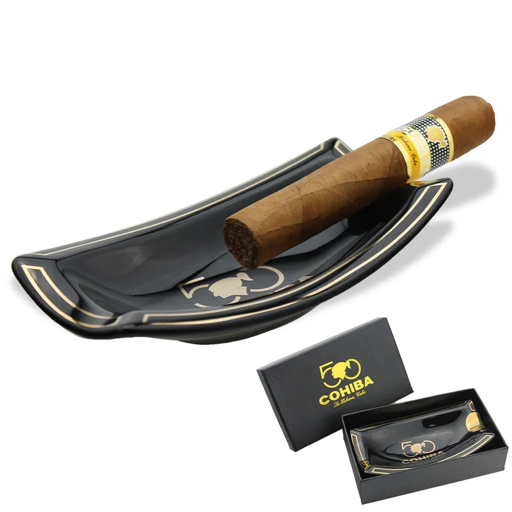 Cigar Ashtray Ceramic Material, Compact and Cool Design, Portable Travel Cigar Ashtray for Indoor/Outdoor/Home/Hotel Use