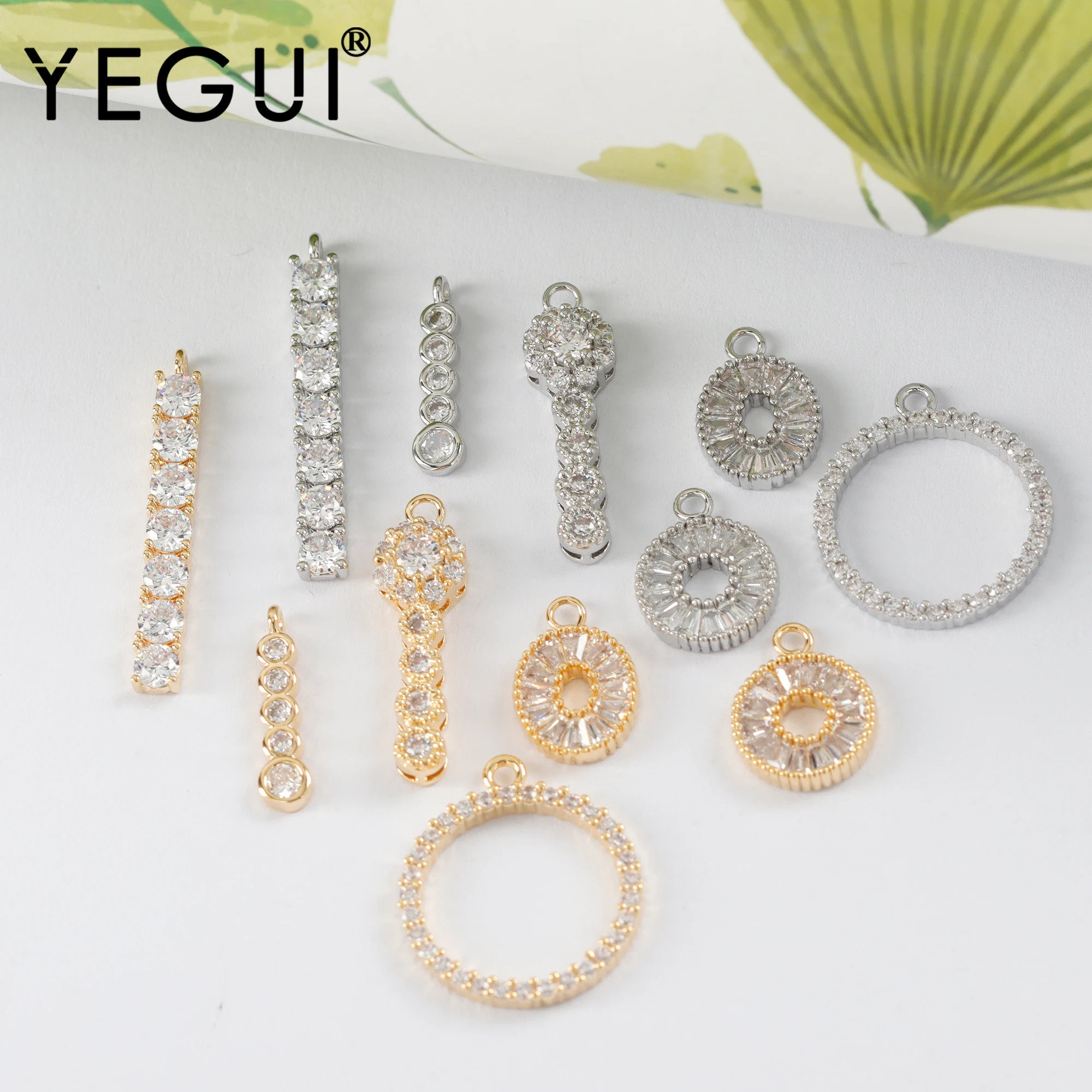 YEGUI M1011,jewelry accessories,18k gold plated,copper metal,rhodium plated,zircons,charms,diy earrings,jewelry making,10pcs/lot