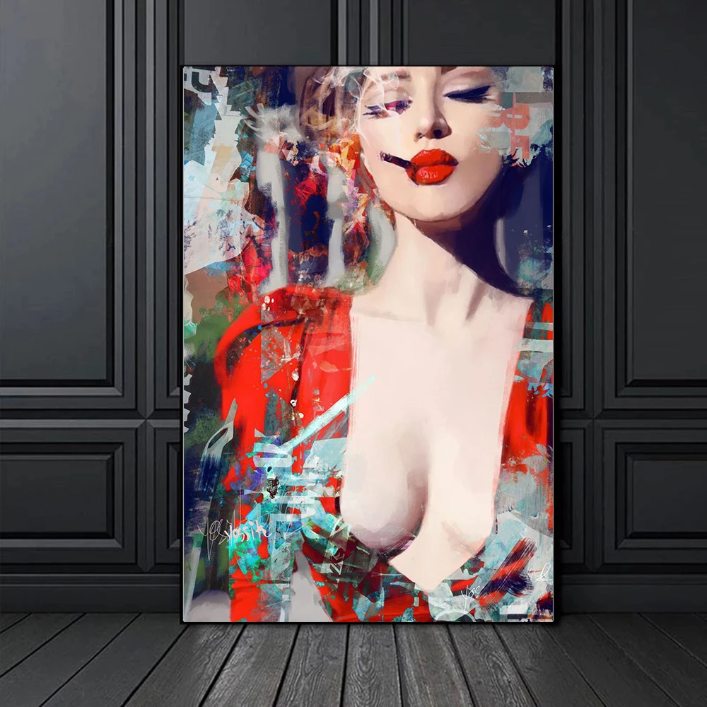 

Graffiti Art Sexy Woman Canvas Paintings Abstract Posters and Prints Canvas Wall Art Pictures For Living Room Decor Home Decor