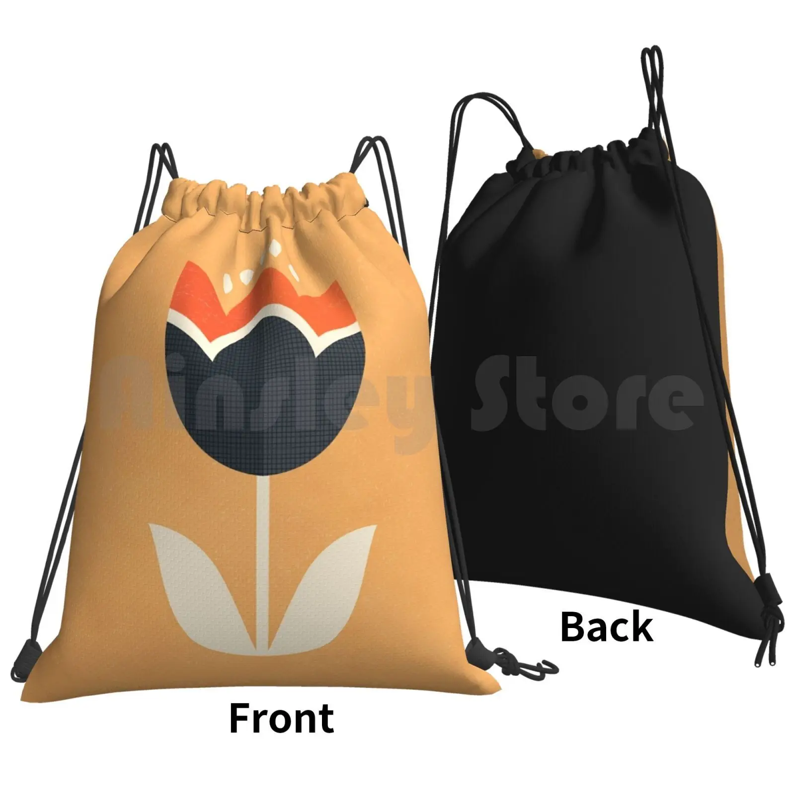 Retro Tulip-Orange And Cream Backpack Drawstring Bags Gym Bag Waterproof Tulip Tulips Flower Flowers Floral Spring Summer